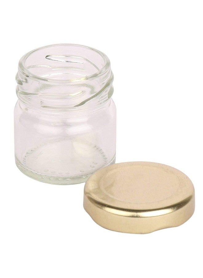 Pure Source India Round Mini Glass Jar Containers, Food Grade and BPA Free With Airtight Metal Gold Color Cap - 20 Gram, Pack of 4 Pieces, Clear - Image 3